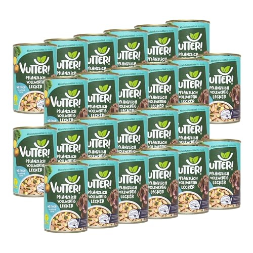 VUTTER ! Nassfutter Wie Fisch, 24x400 g: Hundefutter Vegan - Alleinfutter für Hunde - Fleischähnlich für hohe Akzeptanz - Sojaprotein für Muskeln, Zink für Haut & Fell, Kalzium für Zähne & Knochen von VUTTER !