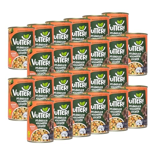VUTTER ! Nassfutter Wie Pute, 24x400 g: Hundefutter Vegan - Alleinfutter für Hunde - Fleischähnlich für hohe Akzeptanz - Sojaprotein für Muskeln, Zink für Haut & Fell, Kalzium für Zähne & Knochen von VUTTER !