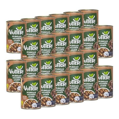 VUTTER ! Nassfutter Wie Wild, 24x400 g: Hundefutter Vegan - Alleinfutter für Hunde - Fleischähnlich für hohe Akzeptanz - Sojaprotein für Muskeln, Zink für Haut & Fell, Kalzium für Zähne & Knochen von VUTTER !