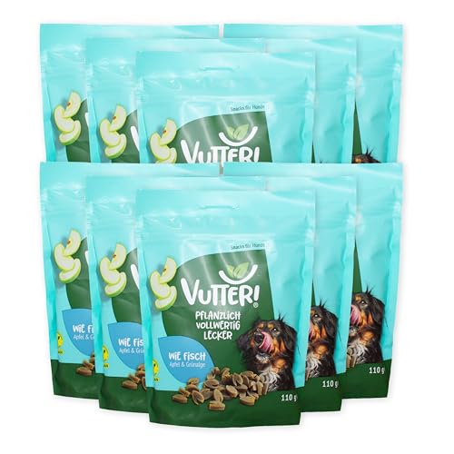 VUTTER Snack Wie Fisch, 10x110 g: Hundeleckerli Vegan – Pflanzliche Leckerlis - Belohnung für Hunde. Leckerli ohne tierische Proteine. Glutenfrei auf Reismehlbasis. Snacks ohne Zucker & Farbstoffe von VUTTER !