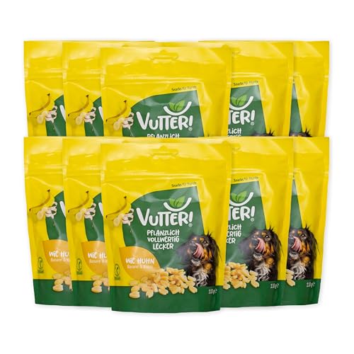 VUTTER Snack Wie Huhn, 10x110 g: Hundeleckerli Vegan. Pflanzliche Leckerlis - Belohnung für Hunde. Leckerli ohne tierische Proteine. Glutenfrei auf Reismehlbasis. Snacks ohne Zucker & Farbstoffe von VUTTER !
