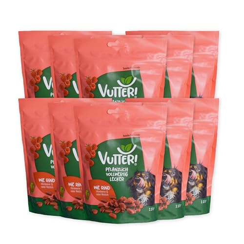VUTTER Snack Wie Rind, 10x110 g: Hundeleckerli Vegan. Pflanzliche Leckerlis - Belohnung für Hunde. Leckerli ohne tierische Proteine. Glutenfrei auf Reismehlbasis – Snacks ohne Zucker & Farbstoffe von VUTTER !