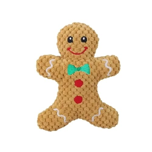 VVDPJLS Plüsch-Haustier-Weihnachtshundespielzeug for große und kleine Hunde Haustierprodukte Hundezubehör Unzerstörbares quietschendes Kauzahnspielzeug(Gingerbread Man1) von VVDPJLS