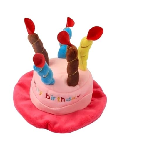VVDPJLS Plüsch-Hundespielzeug, quietschende Hundezubehör, Haustierspielzeug, weicher Quetschton, Zähne, Kauen, Bissfest, Eiscreme, Pommes, Humburger(Birthday Cake Hat) von VVDPJLS