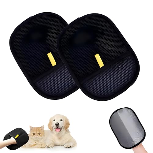 Fellmagnet Handschuh,Fellhandschuhe Fingerlos Katze Katzen/Hunde Handschuhe Fellpflege,Wiederverwendbare Fell Magnet Handschuhe Für Glattes und Gesundes Fell Für Kleidung, Sofas (Yellow 2 Stück) von VVQWCY