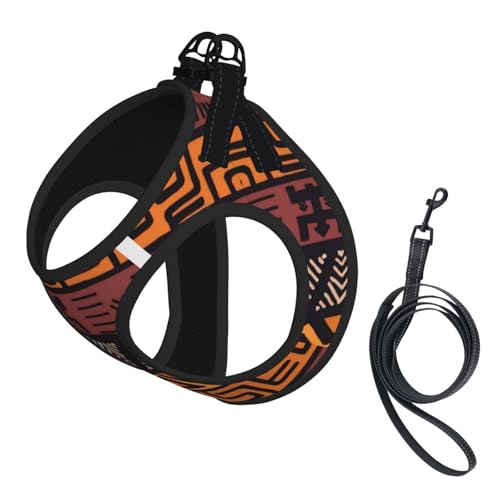 L Pet Leash Vest & Dog Harness - Small Size African Mud Cloth Tribal Print Leash Set, Reflective, Adjustable for Cats & Dogs von VXXNlnn