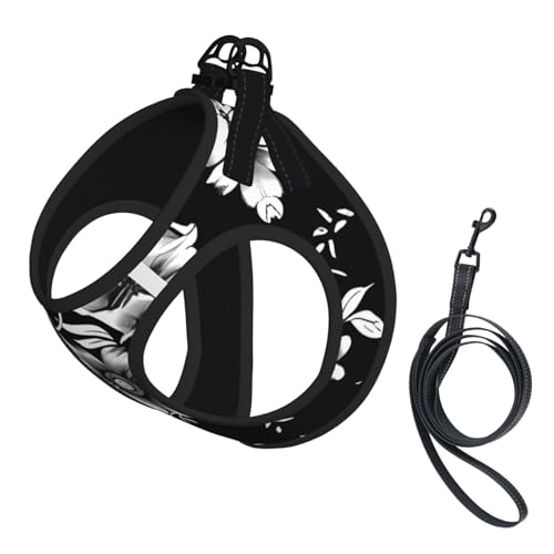 L Pet Leash Vest & Dog Harness - Small Size Black With Flower Print Leash Set, Reflective, Adjustable for Cats & Dogs L Pet Leash Vest & Dog Harness - Small Size Black With Flower Print Leash Set, Reflective, Adjustable for Cats & Dogs von VXXNlnn