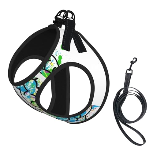 L Pet Leash Vest & Dog Harness - Small Size Geometrie Brain Image with Science Print Leash Set, Reflective, Adjustable for Cats & Dogs von VXXNlnn