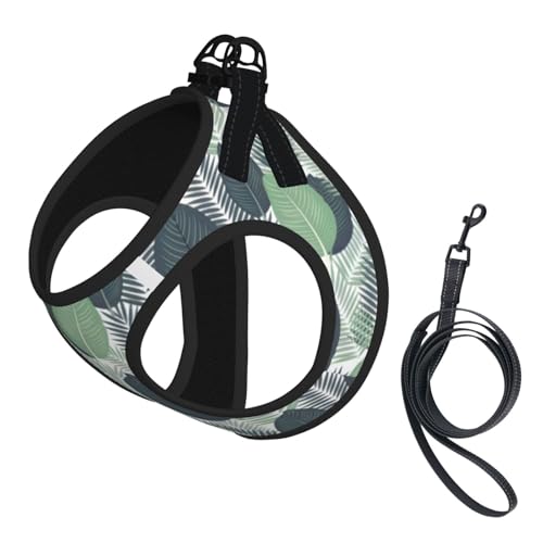 L Pet Leash Vest & Dog Harness - Small Size Green Tropical Leaves Print Leash Set, Reflective, Adjustable for Cats & Dogs L Pet Leash Vest & Dog Harness - Small Size Green Tropical Leaves Print Leash Set, Reflective, Adjustable for Cats & Dogs von VXXNlnn