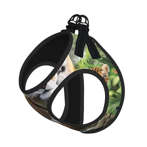 L Pet Leash Vest & Dog Harness - Small Sized Jungle Tiger Cub Print Leash Set, Reflective, Adjustable for Cats & Dogs von VXXNlnn