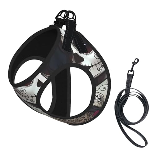L Pet Leash Vest & Dog Harness - Small Sized Skull and Crossbones motif Print Leash Set, Reflective, Adjustable for Cats & Dogs L Pet Leash Vest & Dog Harness - Small Sized Skull and Crossbones motif Print Leash Set, Reflective, Adjustable for Cats & Dogs von VXXNlnn