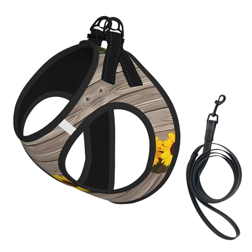 M Haustier-Leine, Weste und Hundegeschirr, klein, Sonnenblumen-Holzdruck, reflektierend, verstellbar für Katzen und Hunde M Haustier-Leine, Weste und Hundegeschirr, klein, Sonnenblumen-Holzdruck, reflektierend, verstellbar für Katzen und Hunde von VXXNlnn
