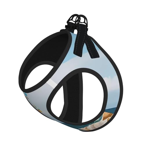 M Haustier-Leinenweste und Hundegeschirr, kleiner Schneemann mit Muscheln am Sandstrand (1) bedrucktes Leine-Set, reflektierend, verstellbar, für Katzen und Hunde von VXXNlnn