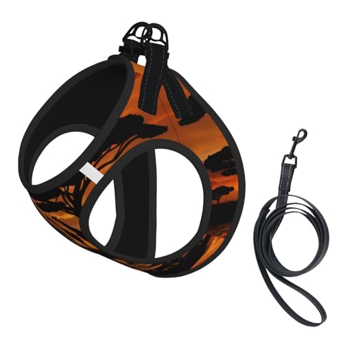 M Pet Leash Vest & Dog Harness - Small Size Afrika Giraffe Majestic Tree Print Leash Set, Reflective, Adjustable for Cats & Dogs von VXXNlnn