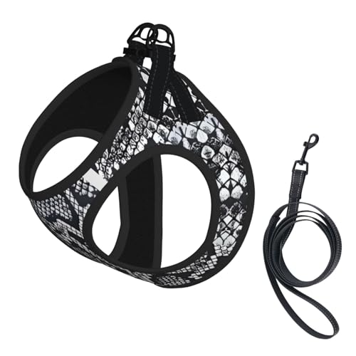 S Pet Leash Vest & Dog Harness - Small Size Black White Snakeskin Print Leash Set, Reflective, Adjustable for Cats & Dogs S Pet Leash Vest & Dog Harness - Small Size Black White Snakeskin Print Leash Set, Reflective, Adjustable for Cats & Dogs von VXXNlnn