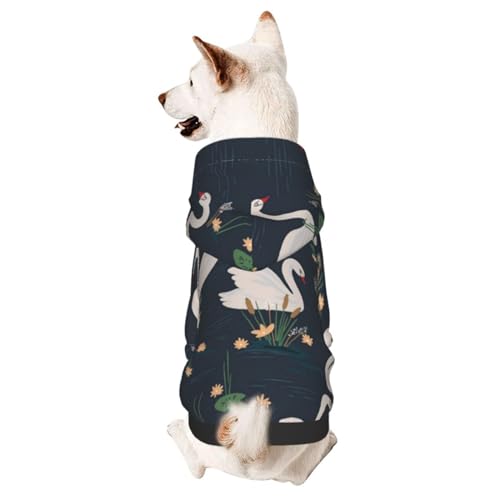 Entzückendes kleines Haustier Schöne weiße Schwäne auf dem See Kapuzen-Sweatshirt - Atmungsaktive Haustierkleidung, geeignet für drinnen und draußen - Haustier Sweatshirt von VYONNE