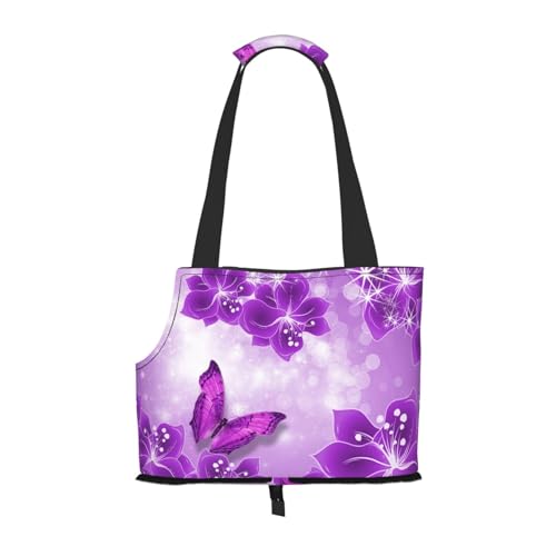 Tragbare Faltbare Haustier Schulter Lila Schmetterlinge Tasche - Hohe Dichte Reißfest Haustier Reise Handtasche für Kleintiere Tragbare Faltbare Haustier Schulter Lila Schmetterlinge Tasche - Hohe Dichte Reißfest Haustier Reise Handtasche für Kleintiere von VYONNE