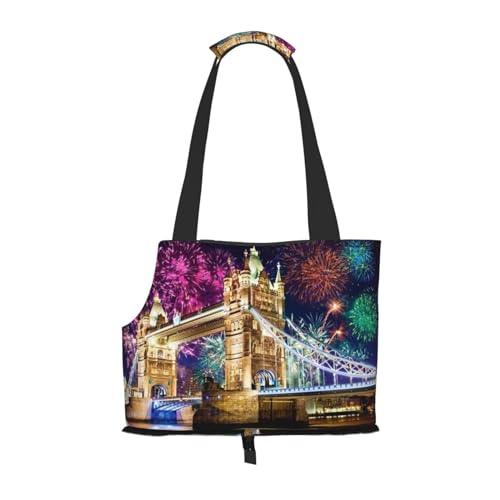 Tragbare Faltbare Haustier Schulter Nacht London Tower Bridge Tasche - Hohe Dichte Reißfest Haustier Reise Handtasche für kleine Tiere von VYONNE