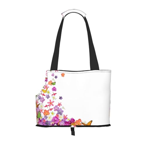 Tragbare Faltbare Haustier Schulter Schmetterlinge Blumen Tasche - Hohe Dichte Reißfest Haustier Reise Handtasche für Kleintiere Tragbare Faltbare Haustier Schulter Schmetterlinge Blumen Tasche - Hohe Dichte Reißfest Haustier Reise Handtasche für Kleintiere von VYONNE