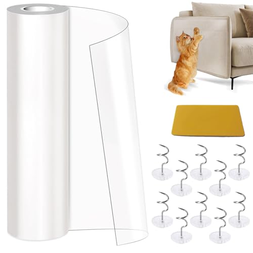 VZU 20 * 500 cm Kratzfolie Katzen Selbstklebend, Kratzschutz Sofa Katze, mit 10 Schrauben und 1 Schaber, Katze Kratzschutzfolie, Schutzfolie Tisch Transparent, für Möbel, Couch, Tür, Wand VZU 20 * 500 cm Kratzfolie Katzen Selbstklebend, Kratzschutz Sofa Katze, mit 10 Schrauben und 1 Schaber, Katze Kratzschutzfolie, Schutzfolie Tisch Transparent, für Möbel, Couch, Tür, Wand von VZU