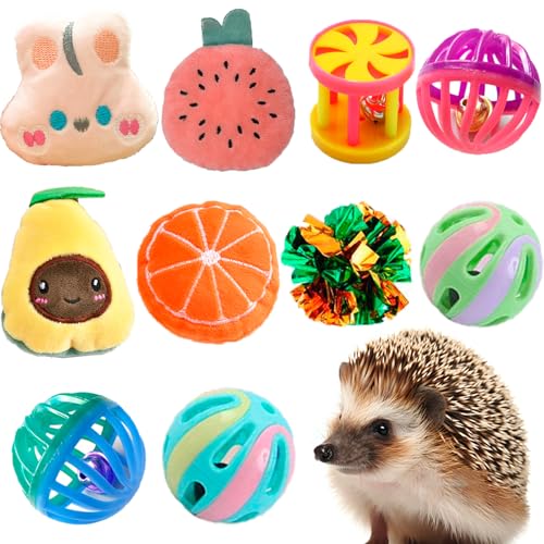 VZqola Niedliches Igel-Anreicherungsspielzeug, Igelzubehör, Käfigzubehör, Kleintierball, Glocke, interaktives Stoffspielzeug, Übungsball für Hamster, Eidechse, Schildkröte, Ratten, 10 Stück VZqola Niedliches Igel-Anreicherungsspielzeug, Igelzubehör, Käfigzubehör, Kleintierball, Glocke, interaktives Stoffspielzeug, Übungsball für Hamster, Eidechse, Schildkröte, Ratten, 10 Stück von VZqola