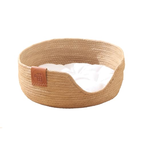 VaLtEv Gewebtes Katzenbett, Korb, Stroh, warmes Schlafnest mit Kissen, Kratzer, kühlend, beruhigend, Winter, Kätzchen, Haus, Innenbereich, rund, weiche Katzentoilette für Kätzchen, Hunde, Welpen, VaLtEv Gewebtes Katzenbett, Korb, Stroh, warmes Schlafnest mit Kissen, Kratzer, kühlend, beruhigend, Winter, Kätzchen, Haus, Innenbereich, rund, weiche Katzentoilette für Kätzchen, Hunde, Welpen, von VaLtEv