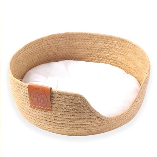 VaLtEv Gewebtes Katzenbett, Korb, Stroh, warmes Schlafnest mit Kissen, Kratzer, kühlend, beruhigend, Winter, Kätzchen, Haus, Innenbereich, rund, weiche Katzentoilette für Kätzchen, Hunde, Welpen, VaLtEv Gewebtes Katzenbett, Korb, Stroh, warmes Schlafnest mit Kissen, Kratzer, kühlend, beruhigend, Winter, Kätzchen, Haus, Innenbereich, rund, weiche Katzentoilette für Kätzchen, Hunde, Welpen, von VaLtEv