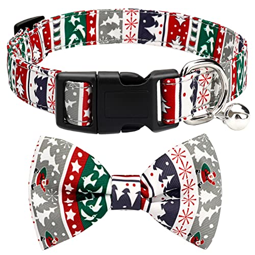 Vaburs Hundehalsband mit Weihnachts-Fliege, verstellbares Hundehalsband und Fliege, langlebige Schnalle, leichtes Halsband mit bequemer Fliege für kleine, abnehmbar, klein von Vaburs