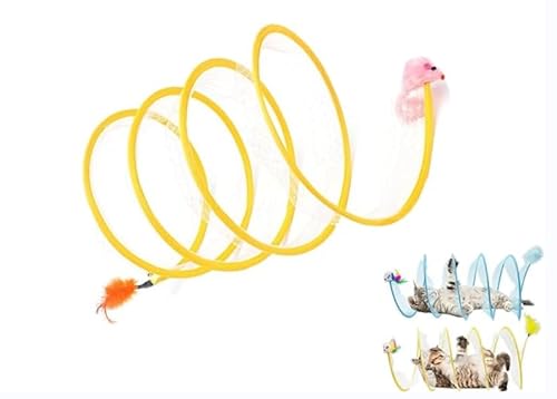 Coil Katzenspielzeug – Katzentunnelspielzeug – Faltbares Katzentunnelspielzeug mit Feder – Spiraldesign Katzenspielzeug – interaktives Spielzeug für Haustiere – interaktiver Katzen-Donut-Tunnel für von Vacclo