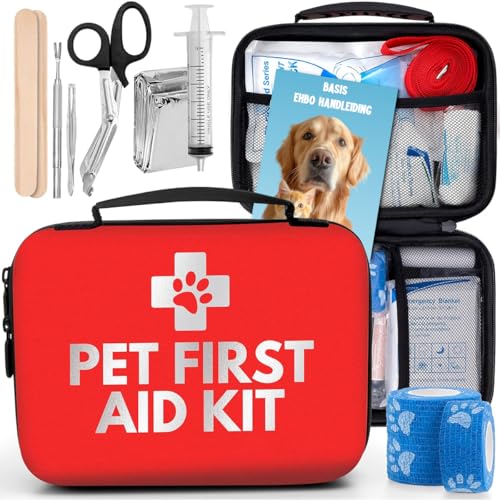 Vacht Vreugde Erste-Hilfe-Kit Hund - Komplettes Erste-Hilfe-Set für Hunde und Katzen - Inklusive Zeckenzange, Erste-Hilfe-Kit Zubehör, Bandage, Zeckenzange Hund und mehr - Ideal für Zuhause, Reisen Vacht Vreugde Erste-Hilfe-Kit Hund - Komplettes Erste-Hilfe-Set für Hunde und Katzen - Inklusive Zeckenzange, Erste-Hilfe-Kit Zubehör, Bandage, Zeckenzange Hund und mehr - Ideal für Zuhause, Reisen von Vacht Vreugde