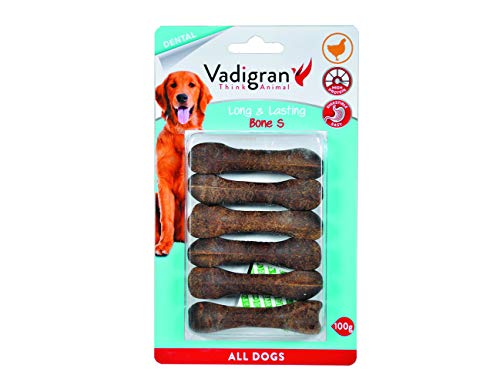 VADIGRAN gepresste Kauknochen Long & Lasting Huhn Chicken S, 6er Pack (6 x 140 g) von VADIGRAN