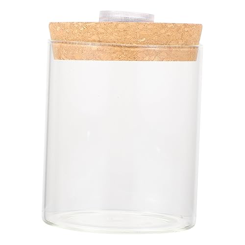 Vaguelly 1 Stück Landschaftsflasche live runden Aquarium Mini Pflanzen Tank led ligts led-Light mini auarium mikrolandschaft blumenstecker Fischflasche zylindrische Glasflasche Holz Weiß von Vaguelly