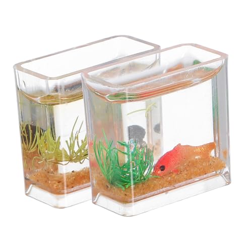 Vaguelly 2 Stück Maßstab Harz Mini Fischglas Deko Kleine Goldfischschale für Puppenhaus Desktop Betta Fischdisplay Realistische Aquariumfigurine Vaguelly 2 Stück Maßstab Harz Mini Fischglas Deko Kleine Goldfischschale für Puppenhaus Desktop Betta Fischdisplay Realistische Aquariumfigurine von Vaguelly