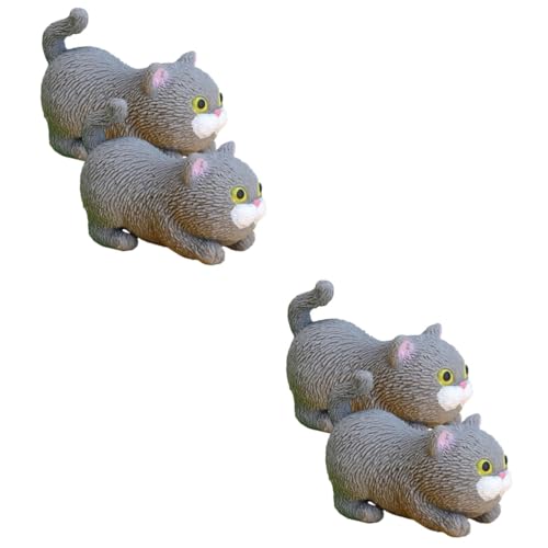 Vaguelly 4 Stück Meow Squeeze-Spielzeug Kätzchen Quetschen Spielzeug Cat Figures Toys Streichspielzeug Für Katzen Tierquetschspielzeug Katze Drücken Kind Schüttgut Kugel Quetschen TPR von Vaguelly