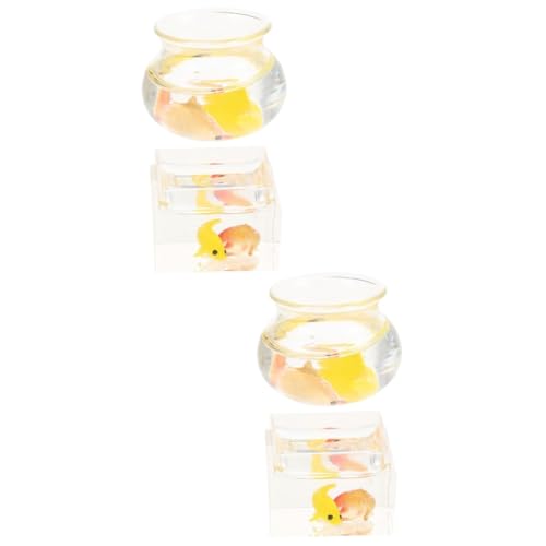 Vaguelly 4 Stück Mini Goldfischglas Mini-Glasbehälter Fischbecken aus Glas Modelle Spielzeug Schreibtischdekoration Simulations-Aquarium-Modell Esstisch schmücken Requisiten Zubehör Ob11 von Vaguelly
