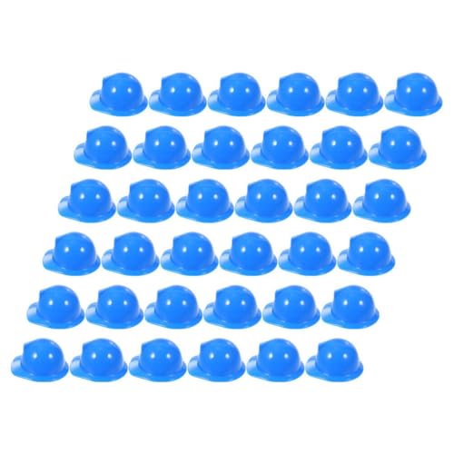 Vaguelly 40 Stück Mini-Bauhut Miniatur-Schutzhelm Plastikflaschenaufsätze Kleine Tiere Kappen Für Anzieh-Party-Zubehör Blau von Vaguelly
