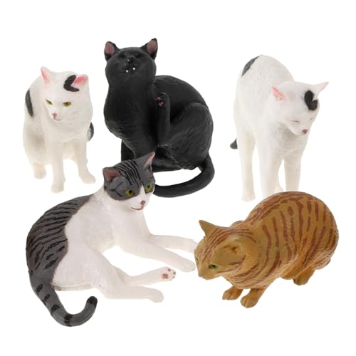 Vaguelly 5 Stück Simuliertes Tierkatzenspielzeug Mini simuliertes Katzenspielzeug für getigert interaktives katzenspielzeug Katzen Simulation Tiermodell falsche Katze PVC von Vaguelly