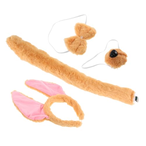 Vaguelly Hundekostüm Set mit Plüsch Hund Ohren Haarreif Verstellbarem Hundeschwanz Schleife und Nase Unisex Hundekostüm für Erwachsene für Halloween Geburtstag und Karneval von Vaguelly