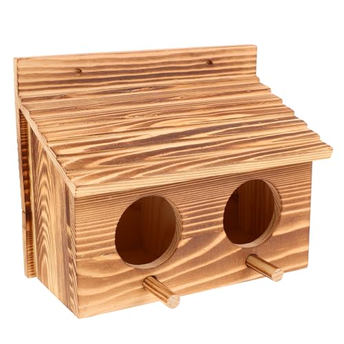 Vaguelly Sittich-Nistkasten: Vogelhaus aus Holz für draußen mit Doppellöchern und Sitzstangen – Brutkasten für Papageien – Vogelnest aus Naturholz für Sittiche, Nymphensittiche, Finken Vaguelly Sittich-Nistkasten: Vogelhaus aus Holz für draußen mit Doppellöchern und Sitzstangen – Brutkasten für Papageien – Vogelnest aus Naturholz für Sittiche, Nymphensittiche, Finken von Vaguelly