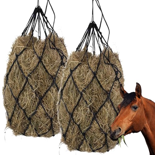 2 x Heunetz für Pferde, Heutasche, Heunetz Mesh, Pferdeheunetz, Farming Heunetz, Heusack Fütterungszeit kann Verlängert Werden für Pferde(Schwarz) von Vaileal