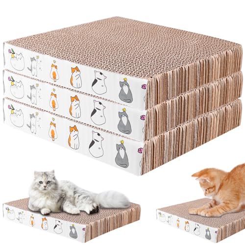 3 Stück Kratzbrett, 21 x 21 x 3.3cm Kratzbretter Katze aus Hochwertiger Wellkarton, Robuster Katzen Kratzbrett, Doppelseitige Kratzpappe für Katzen, Kratzbretter zur Krallenpflege von Vaileal