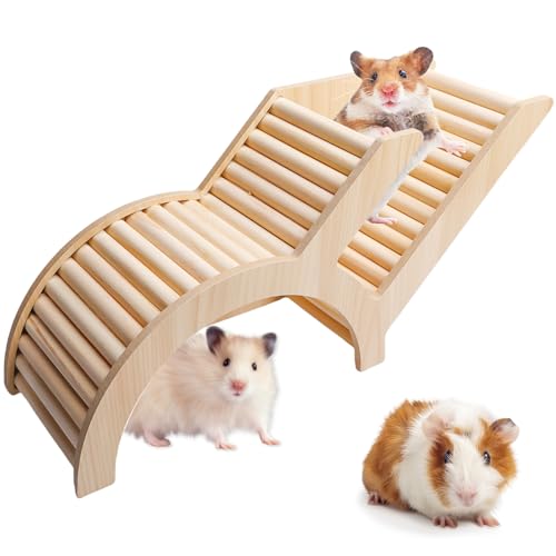 Hamster Tunnel, Hamster Kletterleiter, Watchbox Hamster, Hamster Versteck Käfig, Hamsterhaus aus Holz, Brückenkäfig-Dekoration, Holz-Kletterspielzeug für Rennmäuse, Degus(31.6 * 10,5 * 14,3 cm) von Vaileal