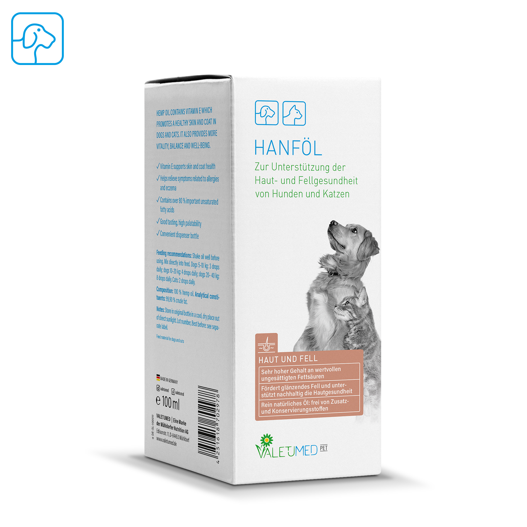 Valetumed Hanföl 100 ml Zur Unterstützung der Haut- und Fellgesundheit Valetumed Hanföl 100 ml Zur Unterstützung der Haut- und Fellgesundheit von Valetumed