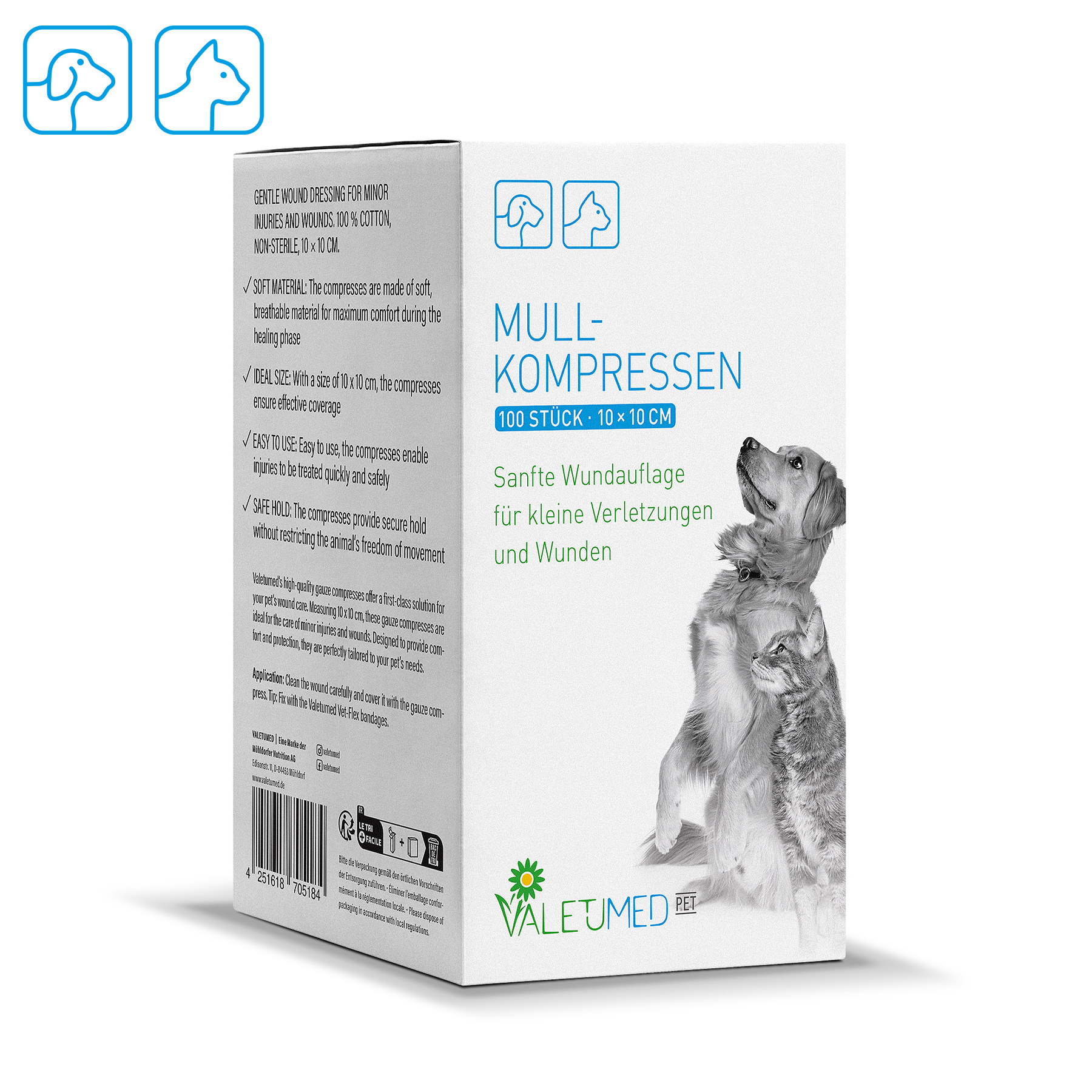Valetumed Mullkompressen, unsteril (100 Stk)  10 x 10 cm von Valetumed