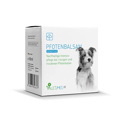 Valetumed Pfotenbalsam Sensitive, 100ml, Intensivpflege für Hunde bei rissigen und trockenen Pfotenballen von Valetumed