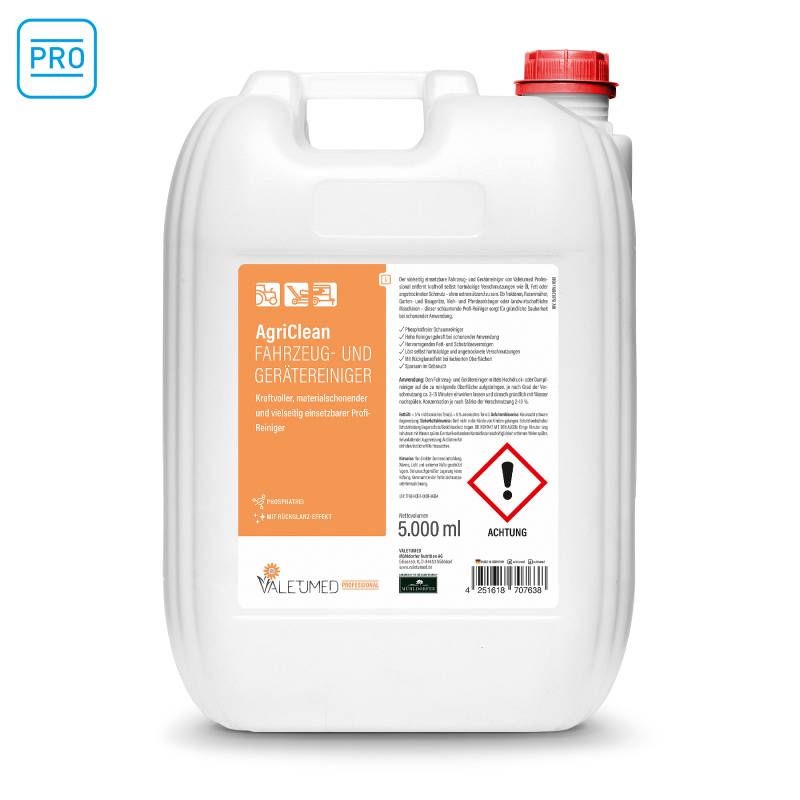 Valetumed Professional AgriClean Gerätereiniger Konzentrat 5000 ml Kraftvoller, materialschonender und vielseitig einsetzbarer Profi-Reiniger Valetumed Professional AgriClean Gerätereiniger Konzentrat 5000 ml Kraftvoller, materialschonender und vielseitig einsetzbarer Profi-Reiniger von Valetumed