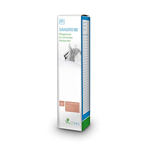 Valetumed SANGRO XX, 100 ml, Pflegemittel für Pferde bei verhärteten Hautpartien (Sarkoiden), aus Pflanzenextrakten und Mikrosilber, von Pferdekliniken und Tierärzten empfohlen von Valetumed