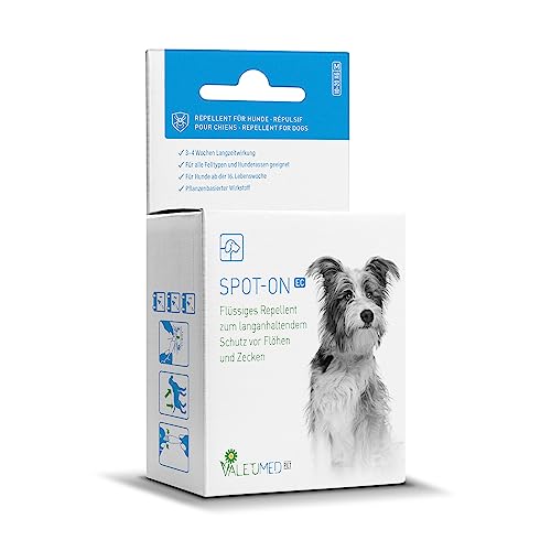 Valetumed Spot on EC, M (Hund 10-20 kg), Pipette 3 x 2,2 ml, Repellent zum Auftragen auf die Haut gegen Flöhe und Zecken mit bis zu 12 Wochen Langzeitwirkung (M) von Valetumed