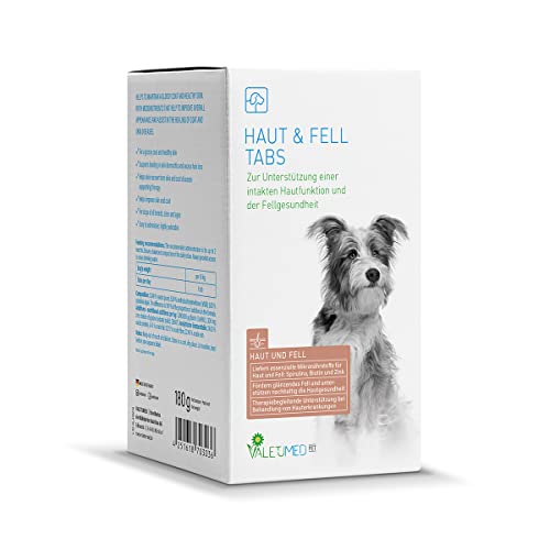 Valetumed Tabs Haut & Fell, 180g, Zusatzfutter für Hunde zur Unterstützung Einer intakten Hautfunktion und der Fellgesundheit von Valetumed