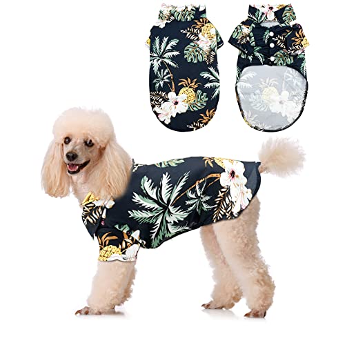 Hawaii Hunde T-Shirt,T-Shirts mit Kokosnussbaum Bedruckt,Seaside Resort Style Haustier Coole Kleidung,Modische Hundebekleidung,Weiches Bequemes Shirt,Atmungsaktive Kleidung für Große Hunde (L) von Valicaer